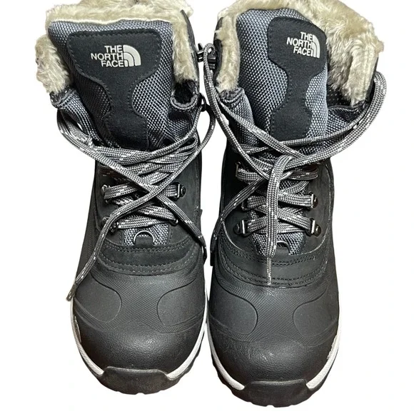The North Face Waterproof Snow Boots Women's US 7 Black Faux Fur Lined Winter - Picture 1 of 16